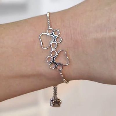 Sterling Silver Paw Print Bracelets