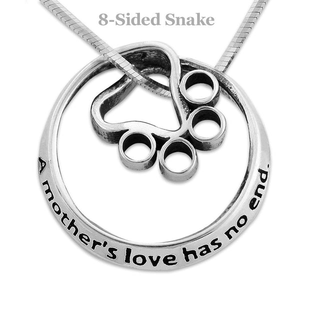 Paw Print Necklace, A Mother's Love Has No End Pendant