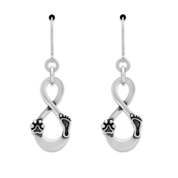 Paw Print Infinity Earrings, Our Lives Cross Paths