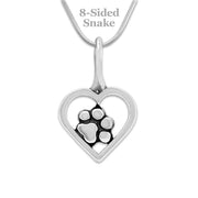 Paw and Heart Necklace, Tucked In My Heart Pendant