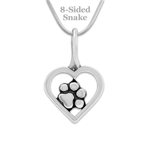 Paw and Heart Necklace, Tucked In My Heart Pendant