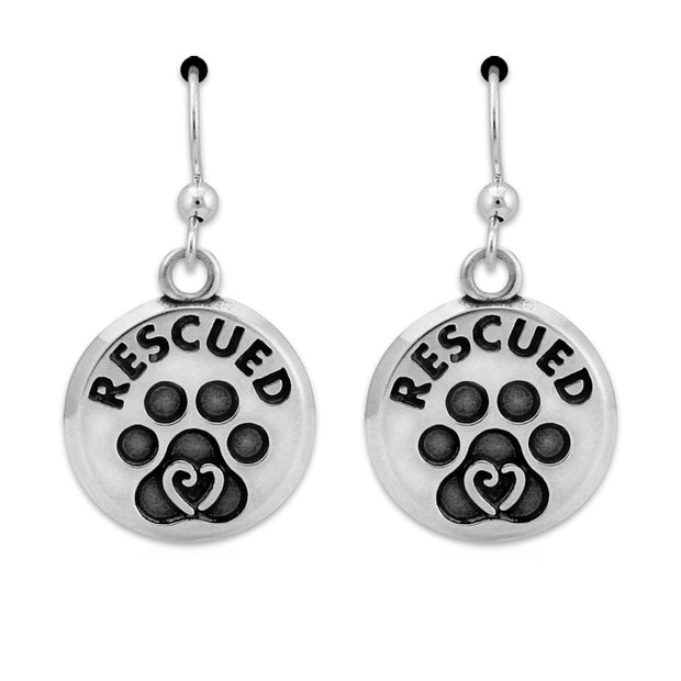 Paw Print RESCUED Earrings, Pet Rescue Jewelry