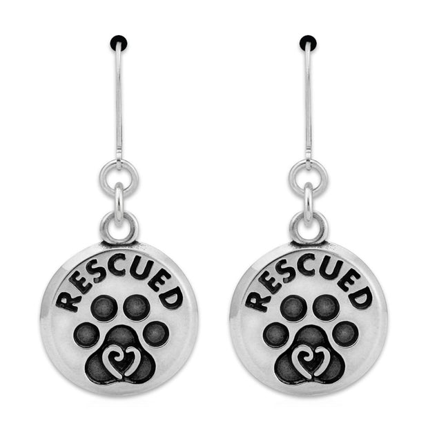 Paw Print RESCUED Earrings, Pet Rescue Jewelry