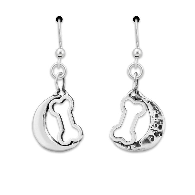 Dog Bone Earrings, Bark At The Moon