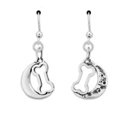 Dog Bone Dangle Earrings, Bark At The Moon