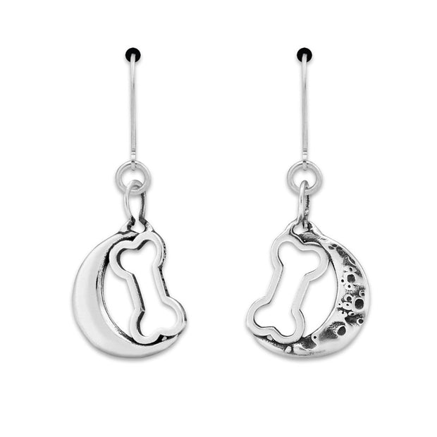 Dog Bone Earrings, Bark At The Moon