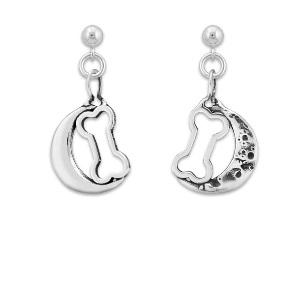 Dog Bone Dangle Earrings, Bark At The Moon