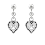 Paw and Heart Earrings, Roped Into Your Love Heart