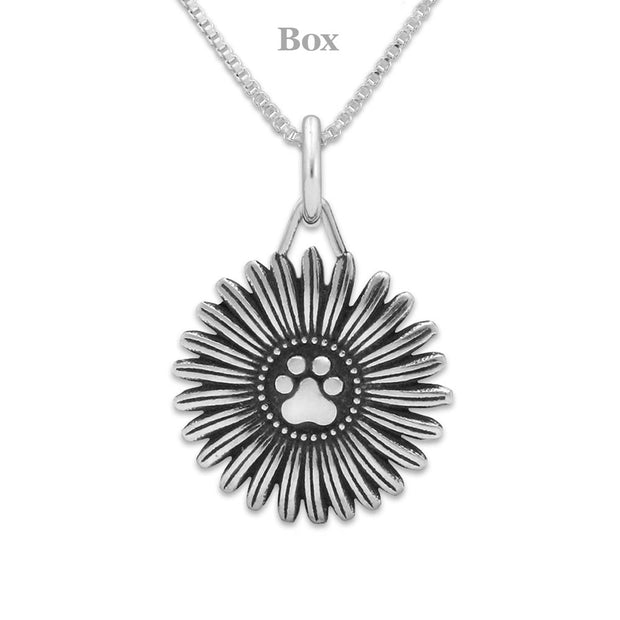 Personalized  Paw Print Necklace, Flower Pawer Pendant