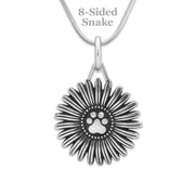 Personalized  Paw Print Necklace, Flower Pawer Pendant