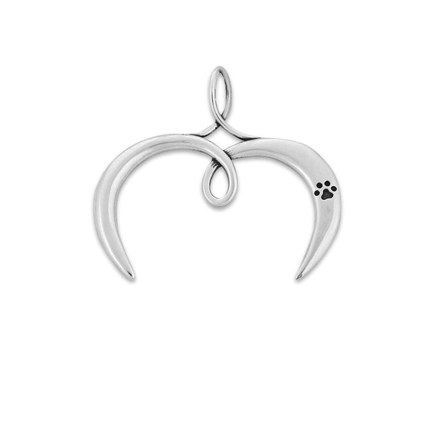 Open Heart Charm Holder with Paw Print in Sterling Silver.