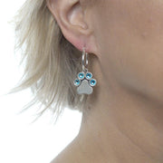 Personalized Crystal Paw Print Earrings, You Are My Shining Light