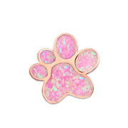 Pink Opal Paw Print Necklace Pendant Rose Gold Plated