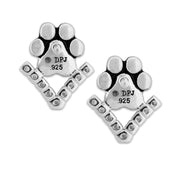 Cubic Zirconia VIP Paw Print Post Earrings in Sterling Silver