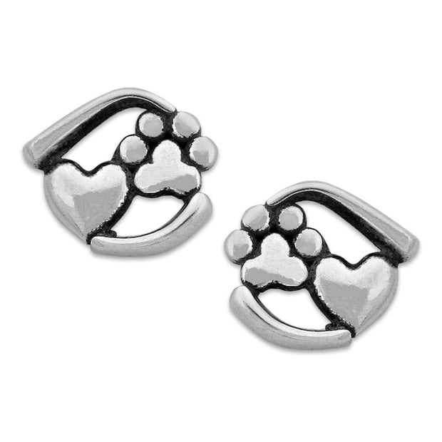 Heart and Paw Print Post Earrings, Close To My Heart