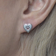 Heart and Paw Print Post Earrings, Roped Into Your Love