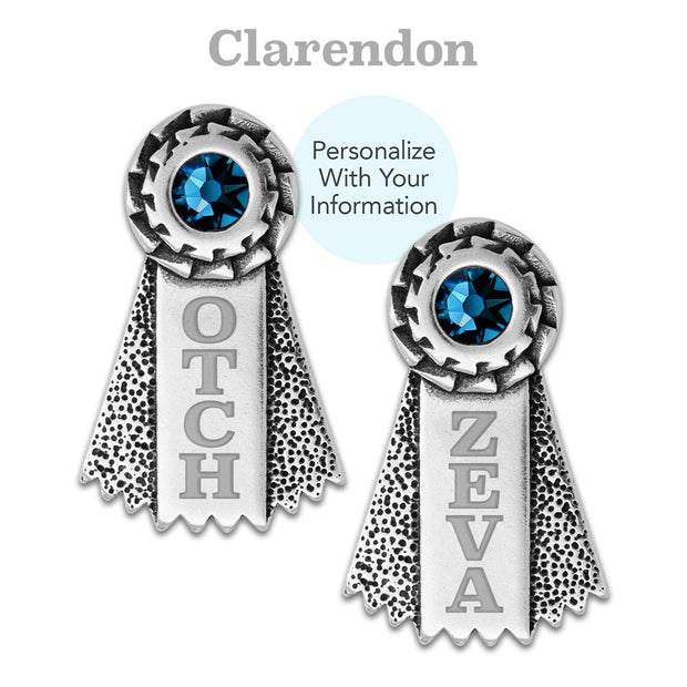 Personalized Crystal Ribbon Sterling Stud Earring Championship Jewelry