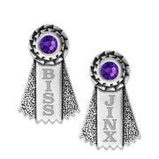 Personalized Crystal Ribbon Sterling Stud Earring Championship Jewelry