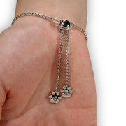 Paw Print Bracelet Sterling Silver Peek-A-Boo Paws Adjustable Bracelet