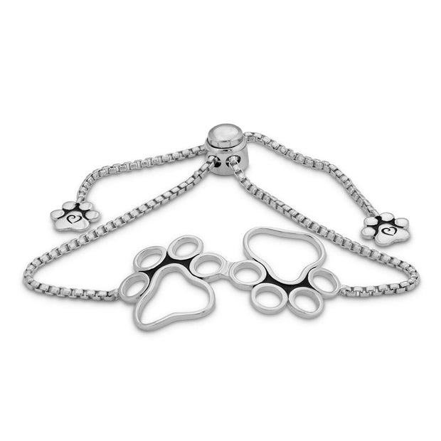 Paw Print Bracelet Sterling Silver Peek-A-Boo Paws Adjustable Bracelet