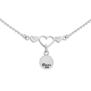 Heart and Paw Charm Anklet, Sterling Silver One Love Ankle Bracelet, w/Close To My Heart