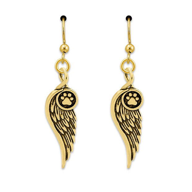 Angel Wing Earrings In Gold Bronze, Let Me Carry You Home