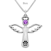 Personalized Paw Print Touched By An Angel w/Crystal Sterling Necklace