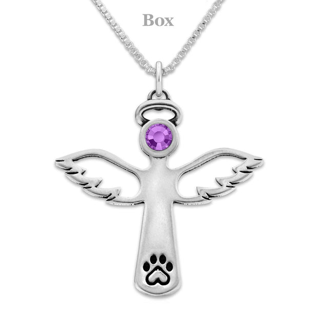 Personalized Paw Print Touched By An Angel w/Crystal Sterling Necklace