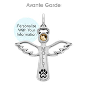 Personalized Paw Print Touched By An Angel w/Crystal Sterling Necklace