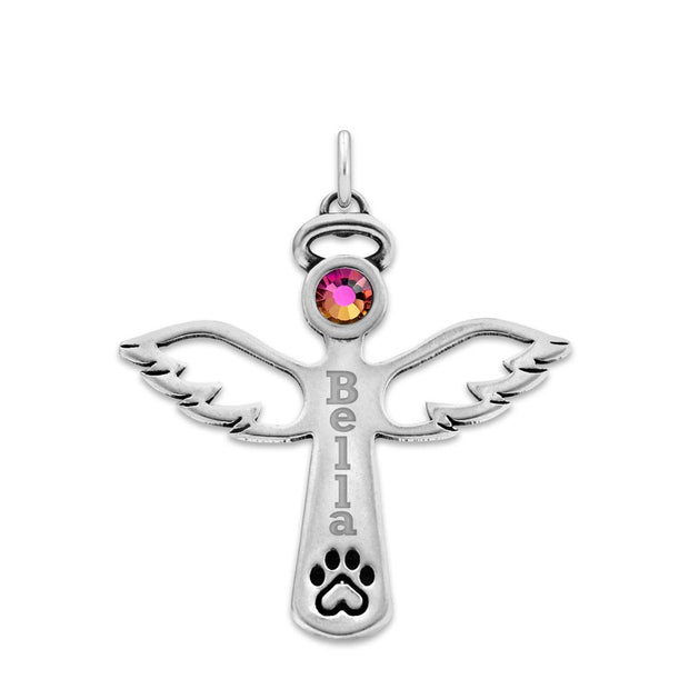 Personalized Paw Print Touched By An Angel w/Crystal Sterling Necklace