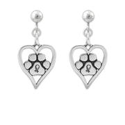 Paw Print Heart Memorial, Sterling Silver You Will Always Be Forever in My Heart Earrings