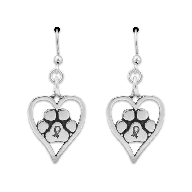 Paw Print Heart Memorial, Sterling Silver You Will Always Be Forever in My Heart Earrings