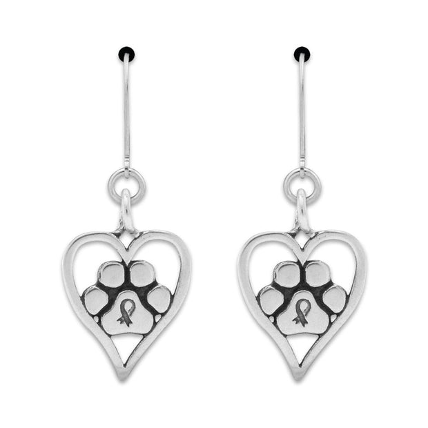 Paw Print Heart Memorial, Sterling Silver You Will Always Be Forever in My Heart Earrings