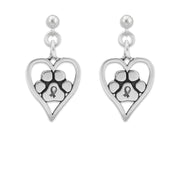 Paw Print Heart Memorial, Sterling Silver You Will Always Be Forever in My Heart Earrings