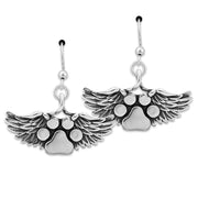 Paw Print Angel Earrings, Sterling Silver Heavens Paws Earrings