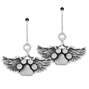 Paw Print Angel Earrings, Sterling Silver Heavens Paws Earrings