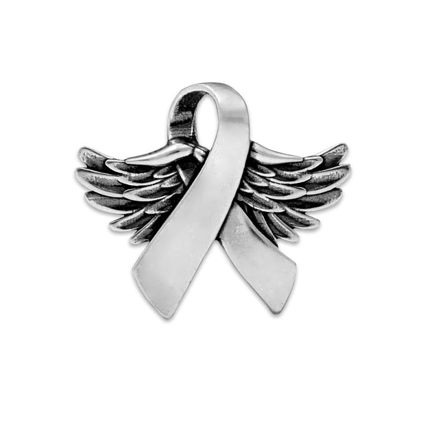 Personalized Sterling Angel Wings Of Hope Awareness Ribbon Necklace