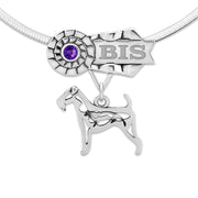 Custom Airedale Terrier Rosette Necklace, BISS Jewelry