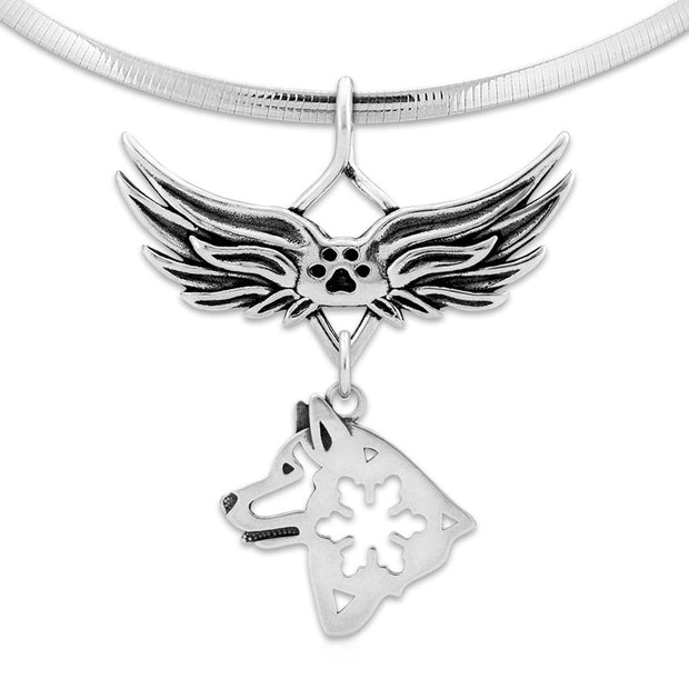 Alaskan Malamute Angel Wing Necklace