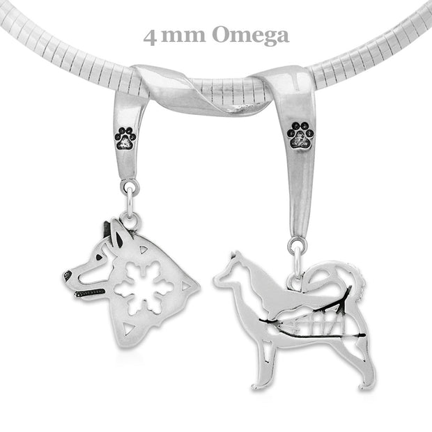 Elegant Alaskan Malamute Necklace in Sterling Silver, Popular Dog Breed Jewelry