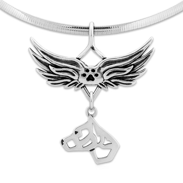 American Staffordshire Terrier Memorial Necklace, Angel Wing Jewelry