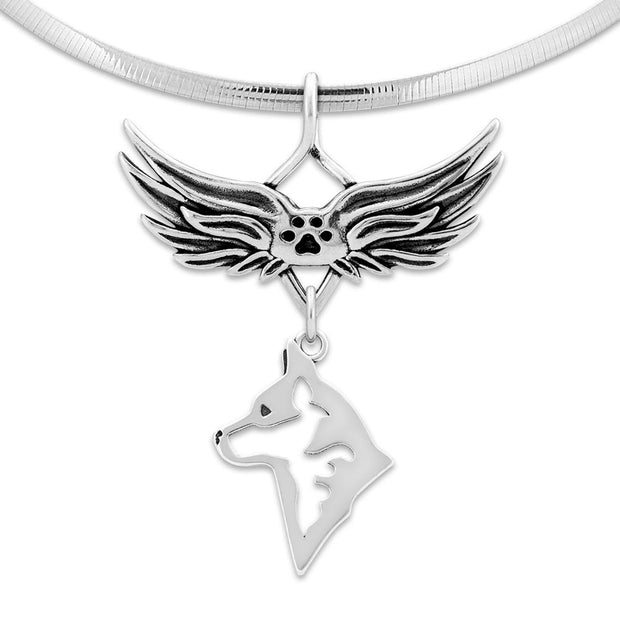 Australian Cattle Dog Memorial Necklace, Angel Wing Jewelry