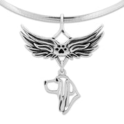 Basset Hound Memorial Necklace, Angel Wing Jewelry