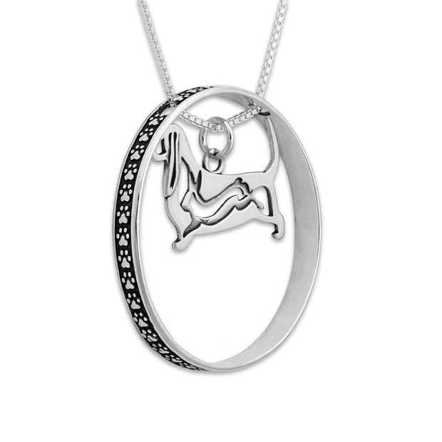 Basset Hound Necklace w/Paw Print Enhancer, Body