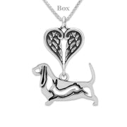 Basset Hound Angel Pendant, Sterling Silver Custom Memorial Keepsakes