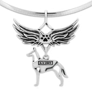 Belgian Malinois K-9 Unit Memorial Necklace, Angel Wing Jewelry