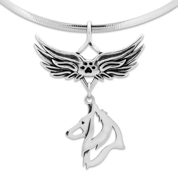 Belgian Sheepdog Memorial Necklace, Angel Wing Jewelry