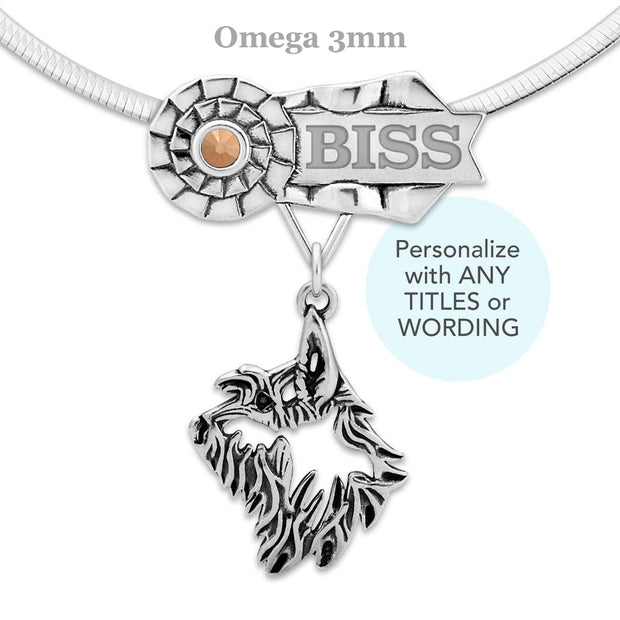 Personalized Best In Show Berger Picard Necklace, Rosette Dog Show Jewelry