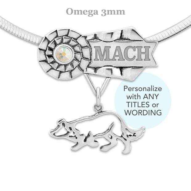 Personalized Best In Show Border Collie Necklace, Rosette Dog Show Jewelry