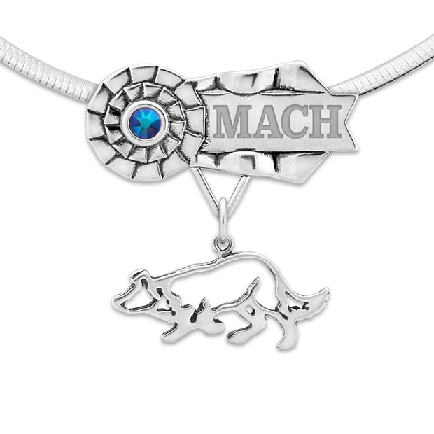 Personalized Border Collie Rosette Necklace, MACH Jewelry